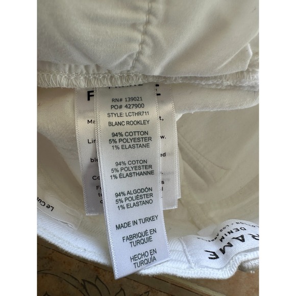 Frame Le Cutoff Distressed White Jean Shorts  Women‎ Size: 25 - Picture 6 of 7